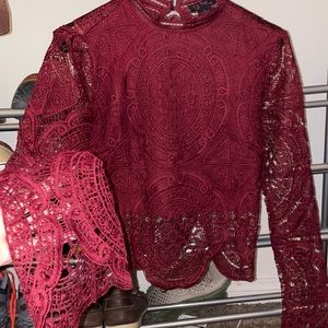 Lace bell sleeve top